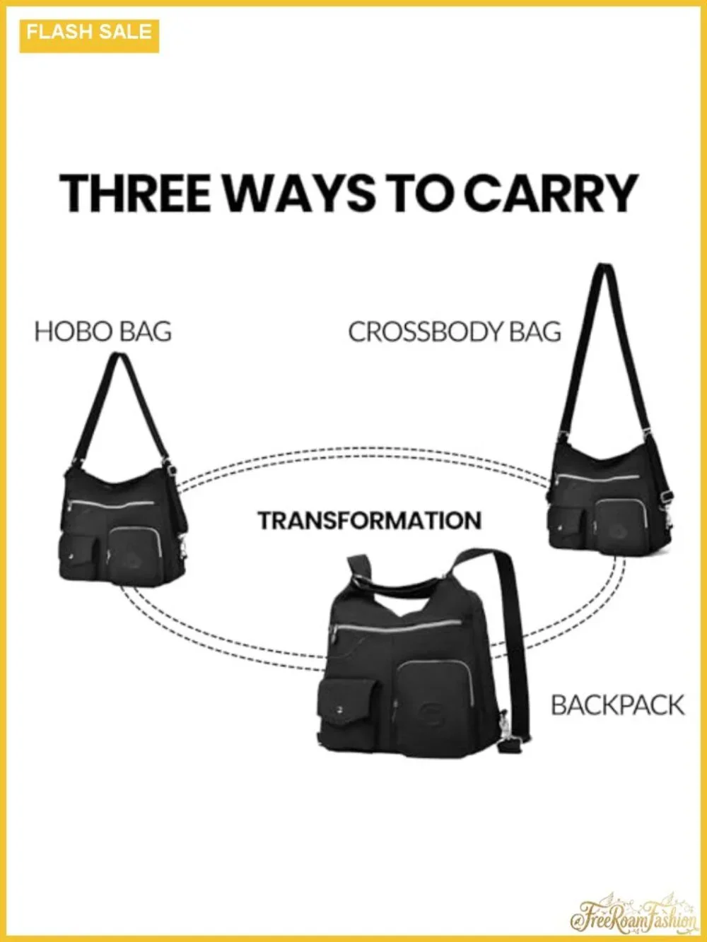 Large Nylon Hobo Purse Shoulder Crossbody Bag Convertible Backpack with RFID